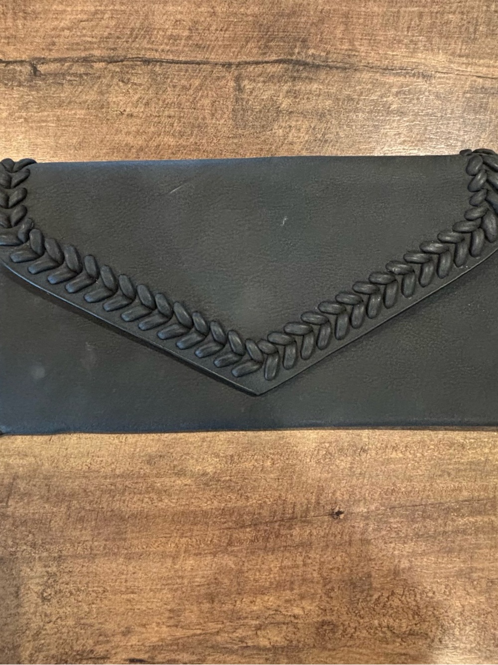 Lulu's Black Braided Envelope Clutch